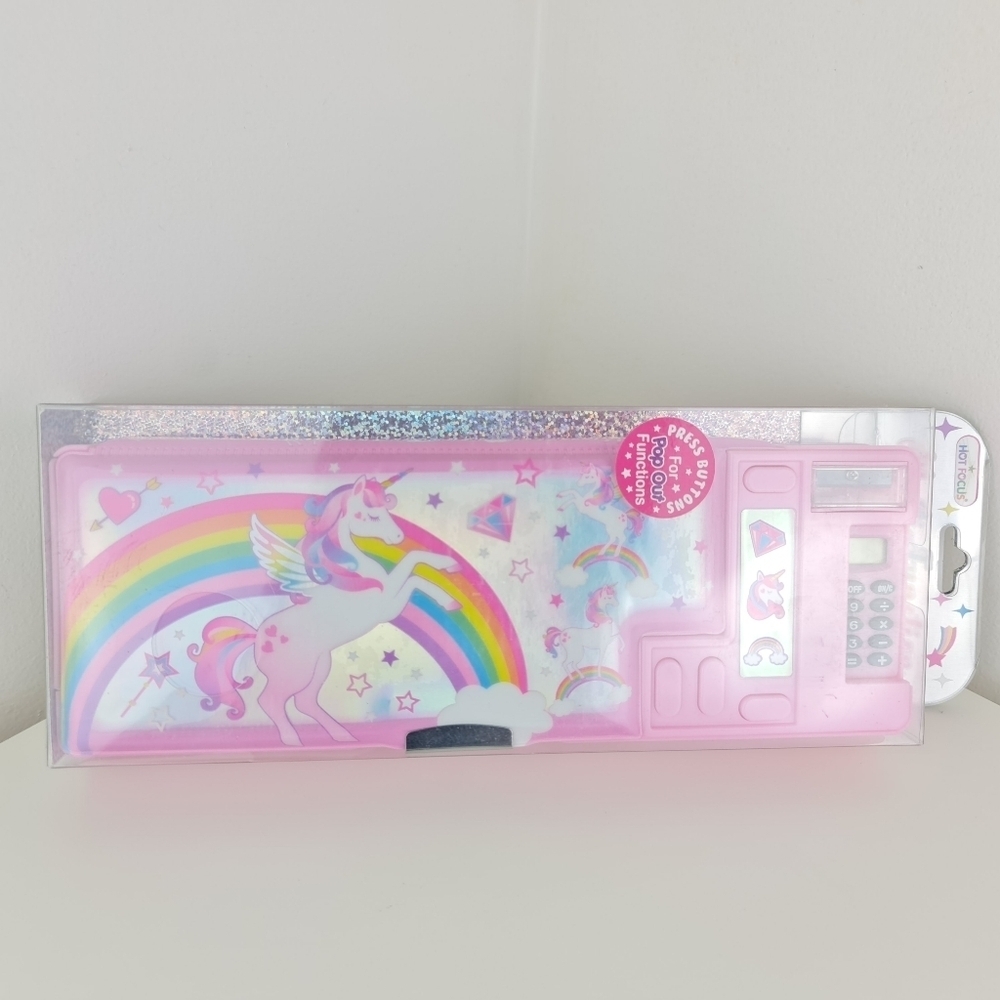 Hot Focus Unicorn Multifunction Pencil Case Pencil Box Pink School Pink